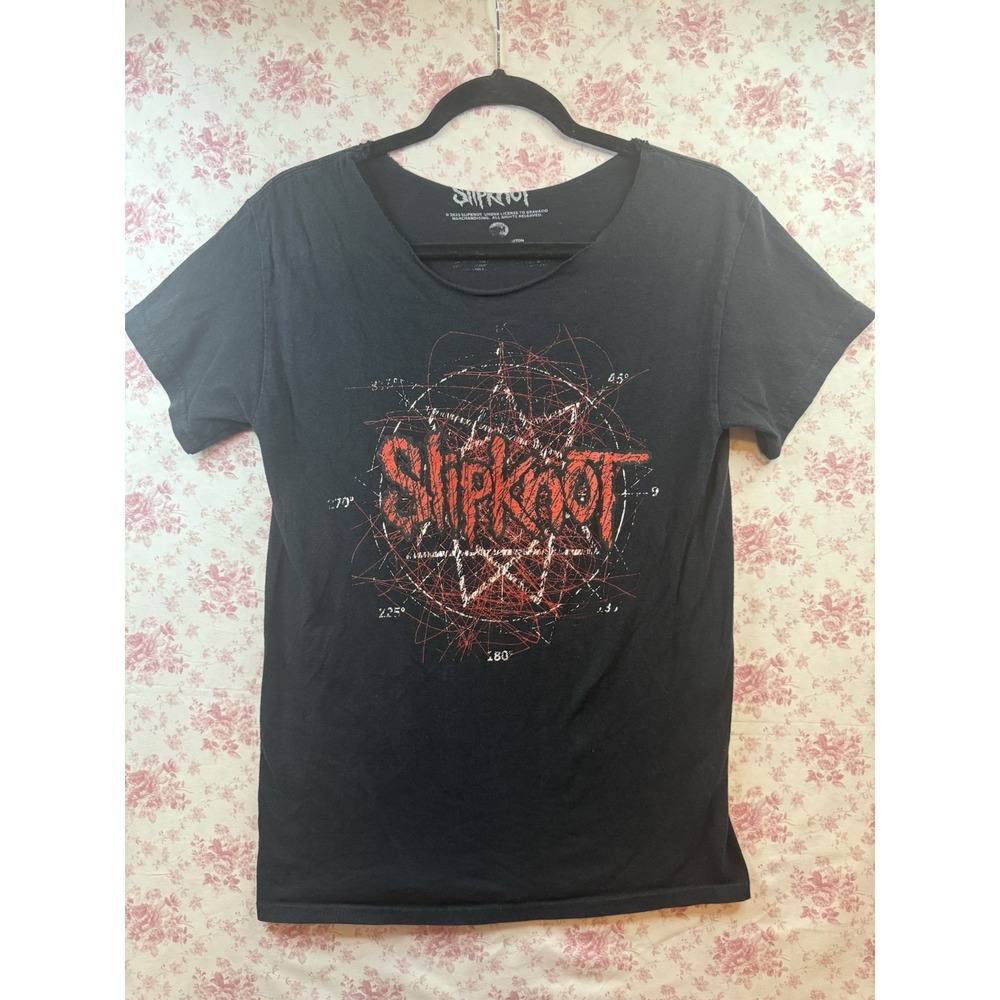 Slipknot 2023 Black Graphic T-Shirt Red White Logo Size Small